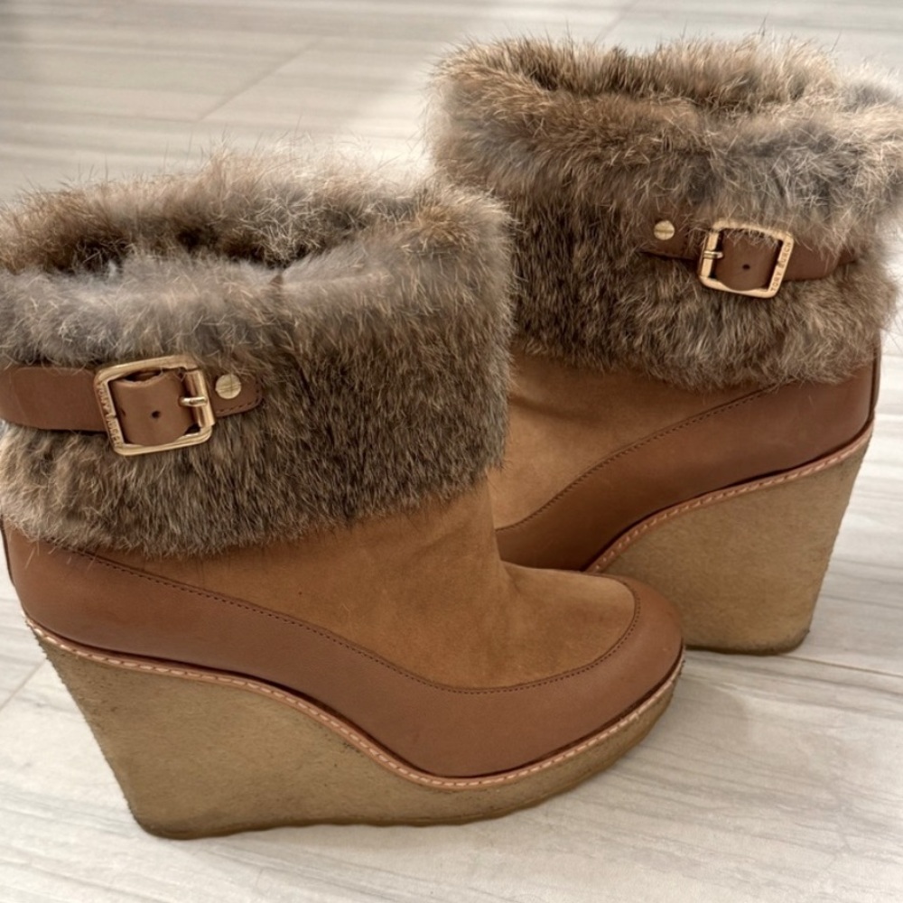 Tory Burch Tan Fur Trim Winter Boots, Tan/Brown Size 9M